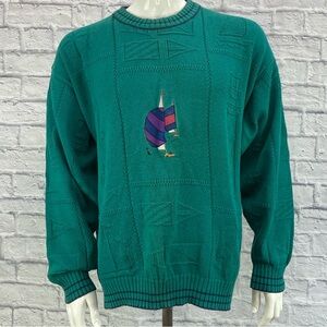 Vintage 1980s Isle of Cottons Mens Nautical Sweater Ugly Sweater
